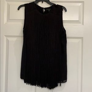 Rachel Zoe- Sleeveless black fringe top- Size S